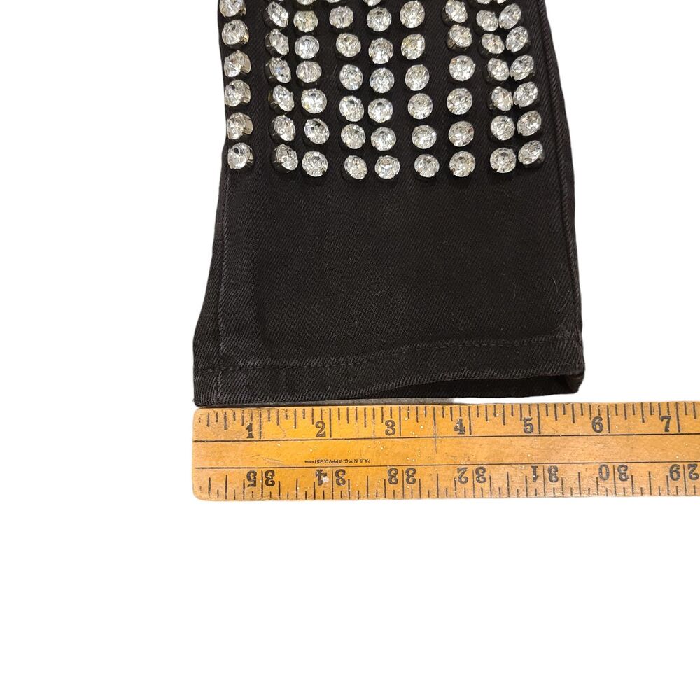 Michael Kors Jeans Womens Size 2 Black Denim Rhinestones Distressed Rocker Glam‎ - Picture 11 of 11